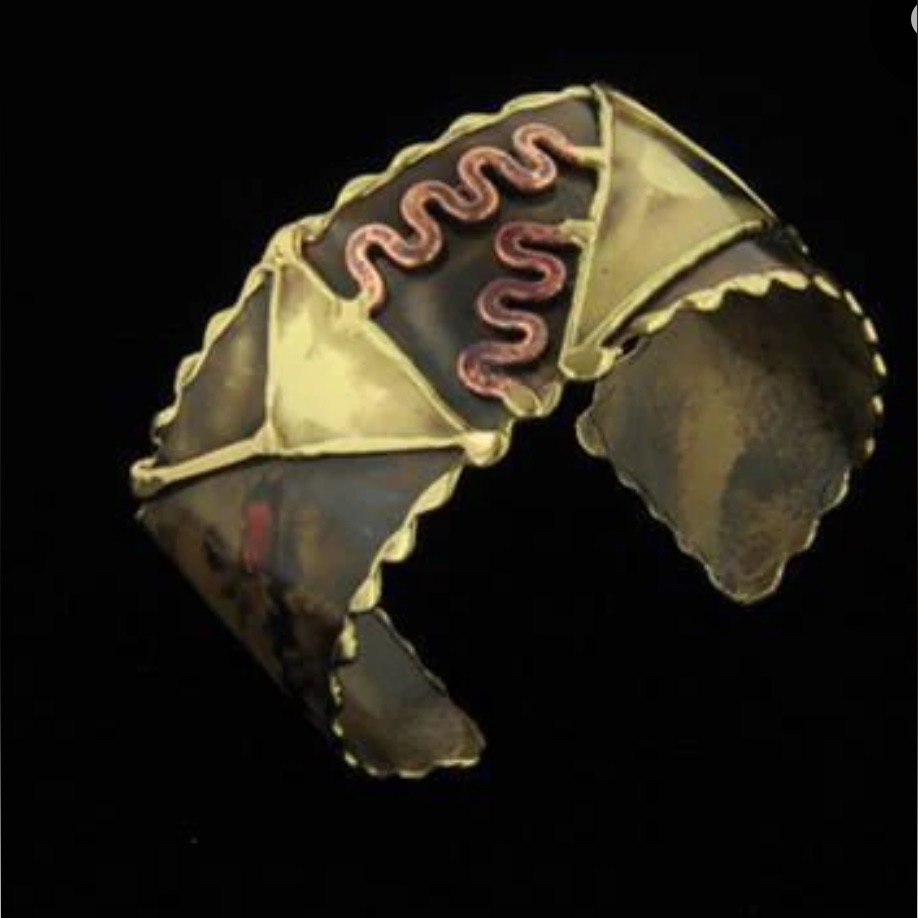 Mixed Metal Brutalist Cuff Bracelet